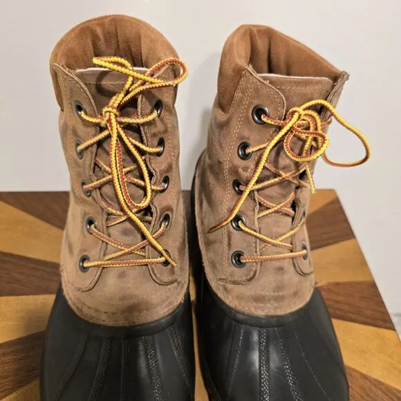 Sorel Cheyanne Waterproof Winter Duck Boots 10 M Mens Brown Leather Insulated