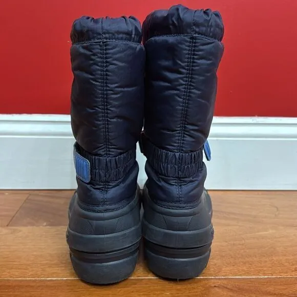 Sorel Flurry Snow Boots Youths Dark &amp; Light Blue Grill Heatwave Shoes size 6