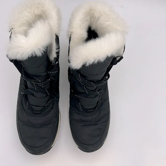 Sorel -‎ Girls youth Whitney Short lace snow boots faux fur trim winter bootie 7