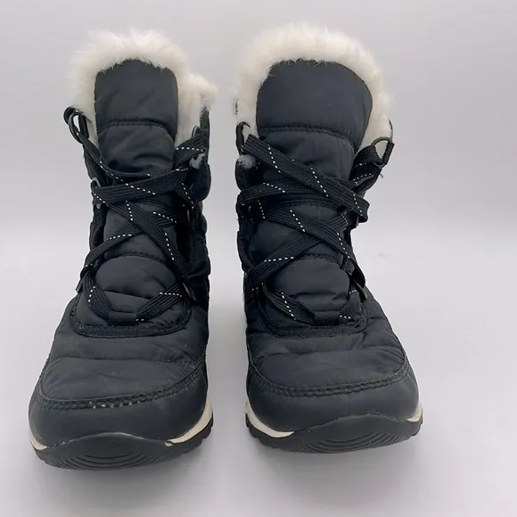 Sorel -‎ Girls youth Whitney Short lace snow boots faux fur trim winter bootie 7