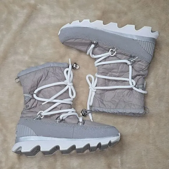 SOREL GRAY KINETIC WATERPROOF  COLD WEATHER PLATFORM BOOTS, SIZE 8.5 - NEW