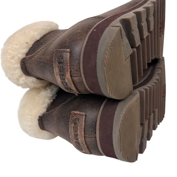 Sorel Harlow Cozy Shearling Ankle Hiker Boots Bootie Leather Wool Lace Up Size 9