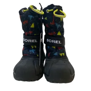 SOREL Infant Flurry Print Winter Fur-Lined Boots Blue w/diff colors Unisex Sz 8