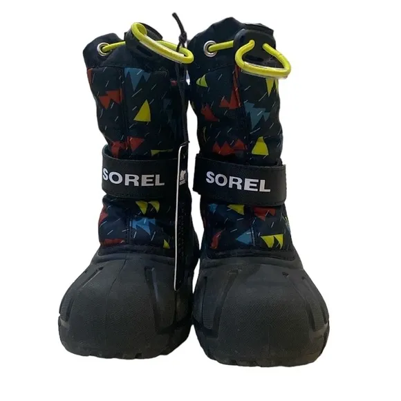 SOREL Infant Flurry Print Winter Fur-Lined Boots Blue w/diff colors Unisex Sz 8