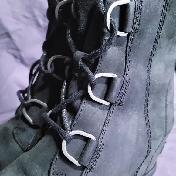 Sorel Joan of Arc II Wedge Boots Black Womens 6.5
