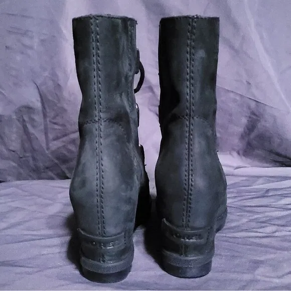 Sorel Joan of Arc II Wedge Boots Black Womens 6.5