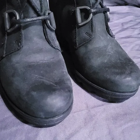 Sorel Joan of Arc II Wedge Boots Black Womens 6.5