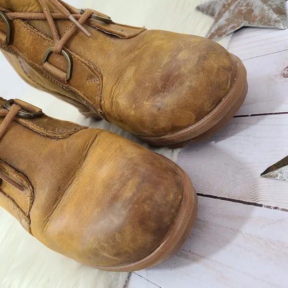 Sorel Joan of Arctic Wedge II Camel Tan Nubuck Lace Up Ankle Boots Size 9