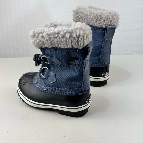 Sorel Kids' Blue/Black Yoot Pac Nylon Winter Snow Boots Waterproof Size 9 EUR 26
