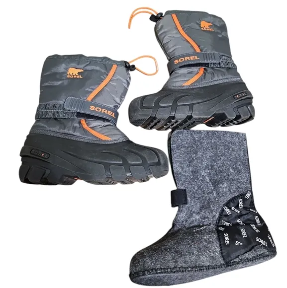 Sorel Kids' Gray and Orange Winter Boots