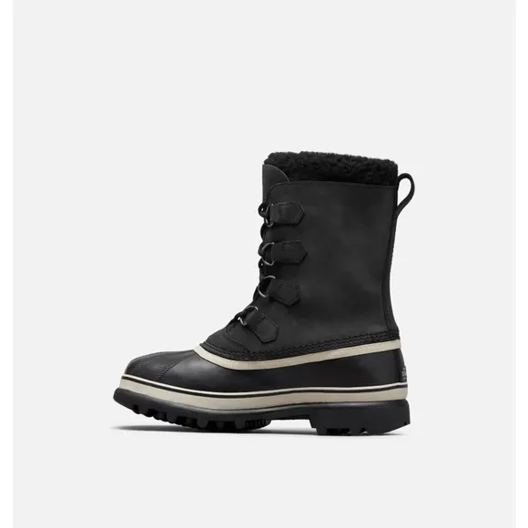 SOREL MEN'S CARIBOU BLACK WHITE MID-CALF BOOTS WATERPROOF NUBUCK LEATHER SIZE 9