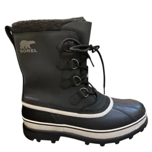 SOREL MEN'S CARIBOU WARM LINING MID-CALF BOOTS WATERPROOF NUBUCK LEATHER BLACK