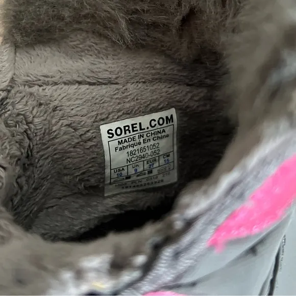 SOREL Pink and Gray Whitney Winter Snow Boots Size 10