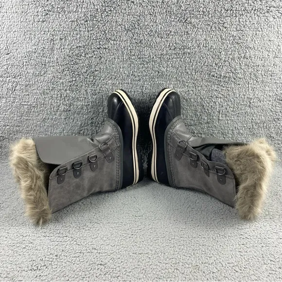 Sorel Snow Boots Girl's Joan Of Arctic Faux Fur-Cuff Suede Youth Size 5Y No Lace