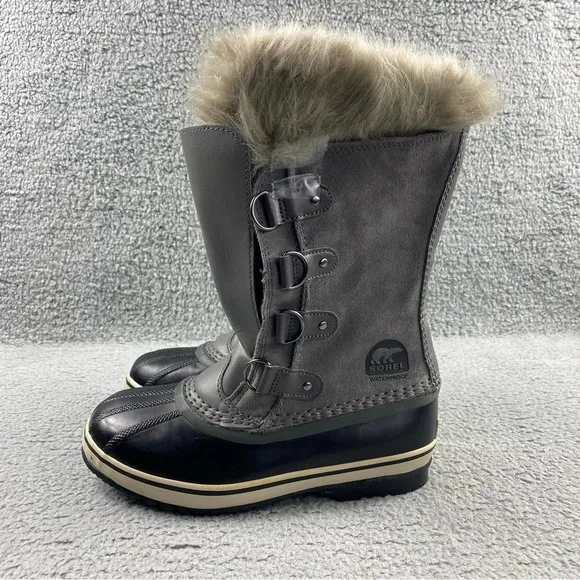 Sorel Snow Boots Girl's Joan Of Arctic Faux Fur-Cuff Suede Youth Size 5Y No Lace