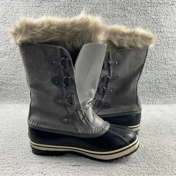 Sorel Snow Boots Girl's Joan Of Arctic Faux Fur-Cuff Suede Youth Size 5Y No Lace