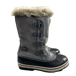 Sorel Snow Boots Girl's Joan Of Arctic Faux Fur-Cuff Suede Youth Size 5Y No Lace