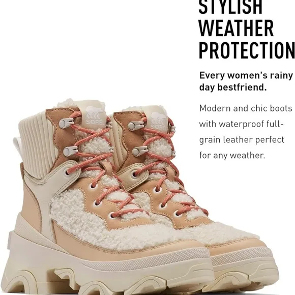 Sorel Tan and Cream Winter Boots with Cozy Shearling and Chunky Sole