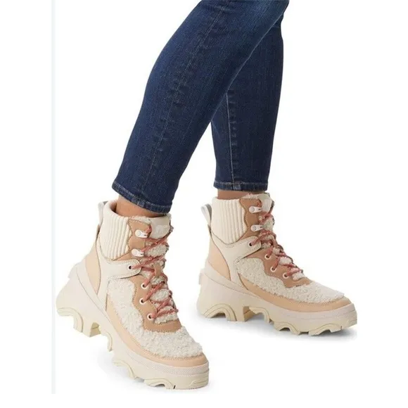 Sorel Tan and Cream Winter Boots with Cozy Shearling and Chunky Sole