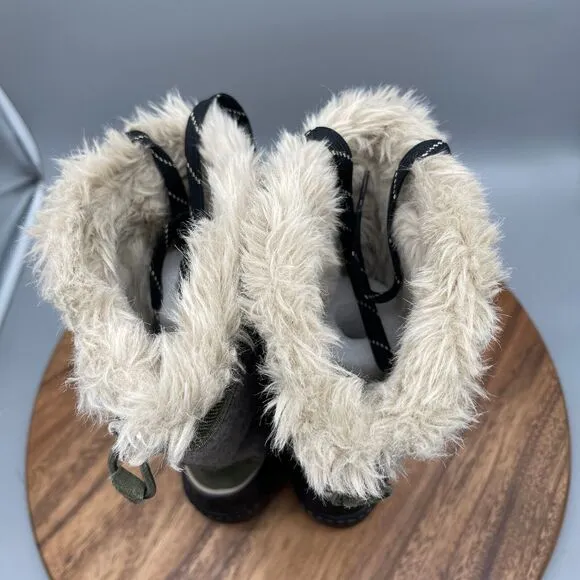Sorel Tivoli II Boots Womens Size 6 High Nori Green Black Mid Calf Leather Snow