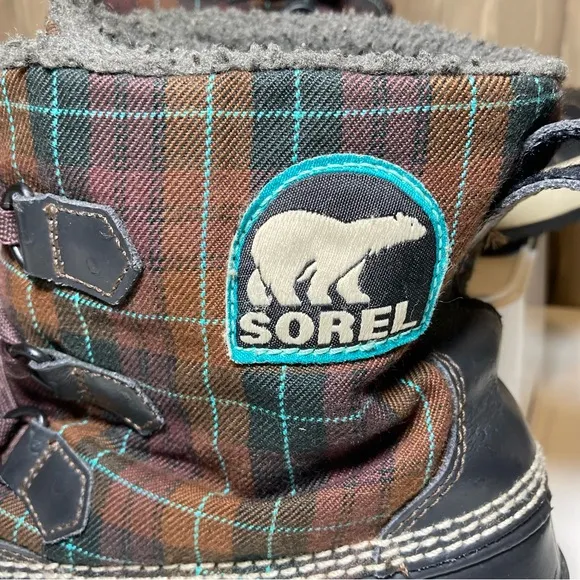 Sorel Tivoli Women’s 9 Waterproof Mulberry Brown Plaid Lined NL1654-207