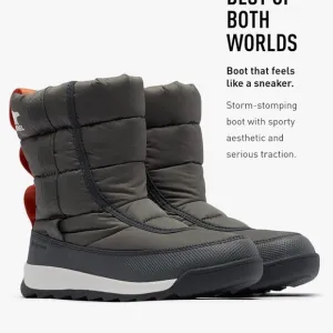 Sorel Unisex Youth Whitney II Puffy Mid Waterproof BootsSize 8 Quarry/Seasalt