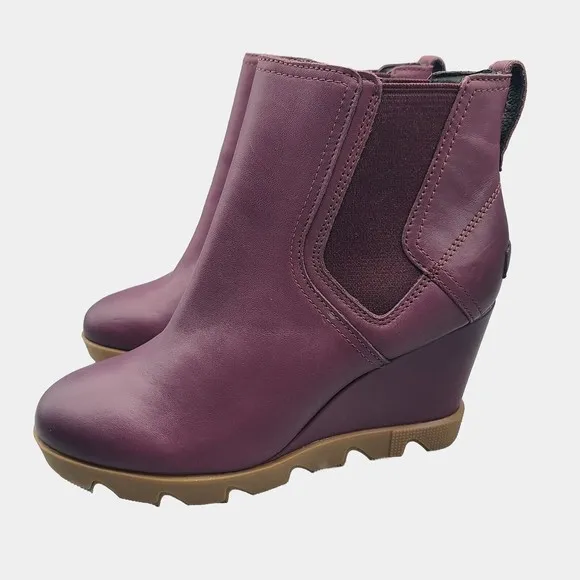 SOREL Women boots Uptown Chelsea Lug Sole Wine Leather US Size 7.5 38.5 new