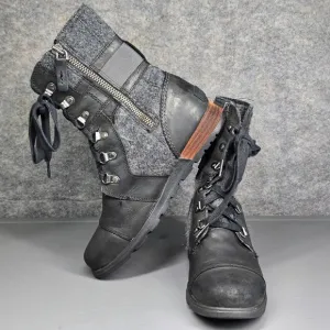 Sorel Womens 6.5 Combat Boots Major Carly Lace Up‎ Leather &amp; CanvasNL2324-010