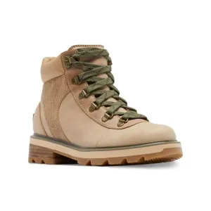 SOREL Womens Beige 1&quot; Platform Lennox Toe Block Heel Leather Hiking Boots 5.5