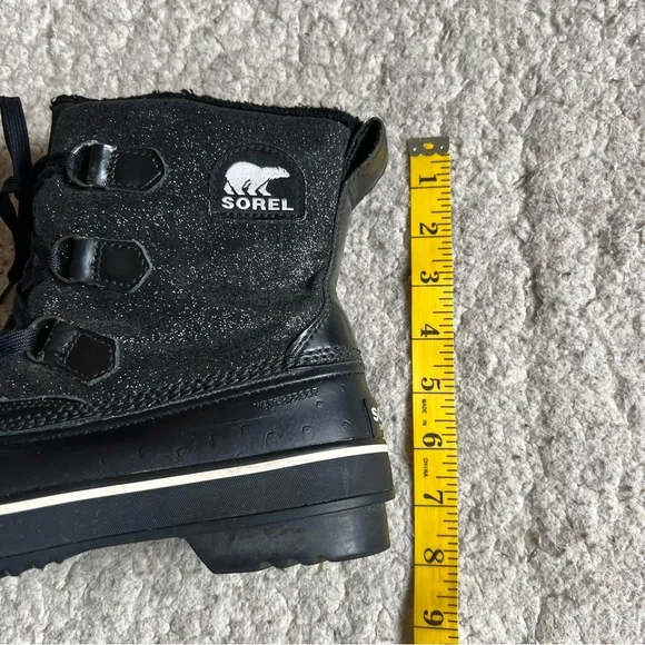 Sorel: Women's Black Glitter &quot;Tivoli&quot; Waterproof Lace Up Winter Boots Size 8