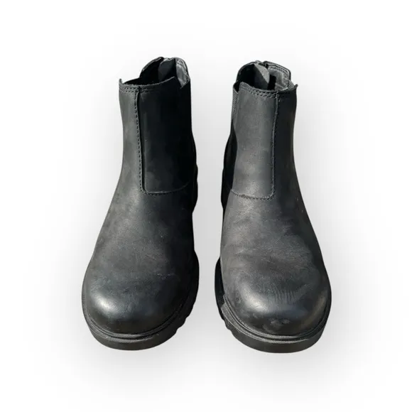SOREL Women's Emelie II Chelsea Leather Heel Zip Ankle Boot Black Size 7.5