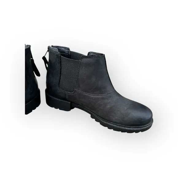 SOREL Women's Emelie II Chelsea Leather Heel Zip Ankle Boot Black Size 7.5