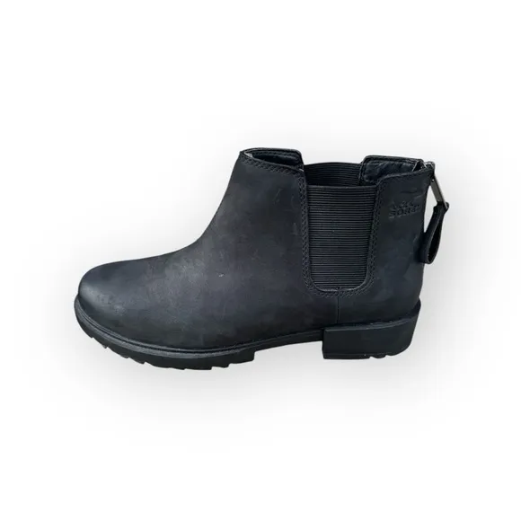 SOREL Women's Emelie II Chelsea Leather Heel Zip Ankle Boot Black Size 7.5
