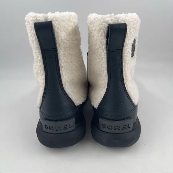 Sorel Women’s Explorer II Joan Cozy - Size 6 - Black White Sherpa Boots