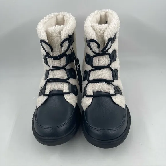 Sorel Women’s Explorer II Joan Cozy - Size 6 - Black White Sherpa Boots