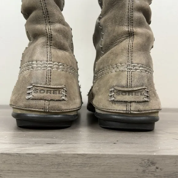 Sorel Womens Size 8 Cate the Great Taupe Winter Snow Boot Faux Fur Lace Up