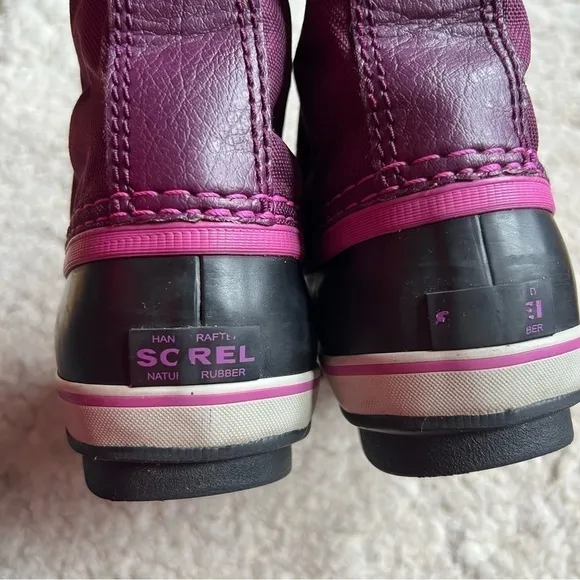 Sorel Youth Purple/Merlot Hued Unisex Yoot PAC Nylon Waterproof Boots Size 4