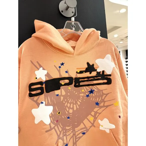 Sp5der SP5 Sweatshirt Hoodie Bellini Peach SS24 SP5 OG Web Spider Worldwide P*NK