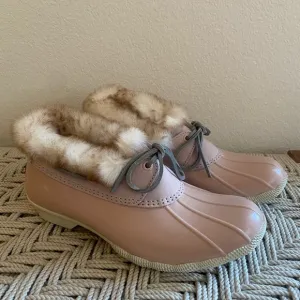 Sperry faux fur lined shoe water snow saltwater 1eye cozy blush boots waterproof