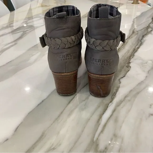 Sperry Top Sider Liberty Gray Leather Ankle Boots. Women's size 6.5