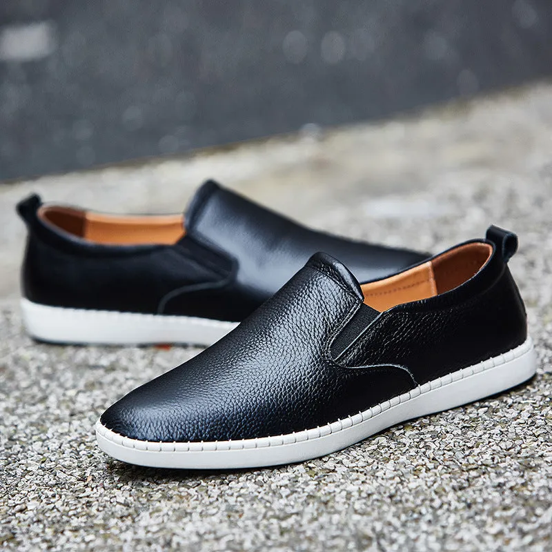Spring And Autumn Men's Casual Cowhide Flat Sneakers
