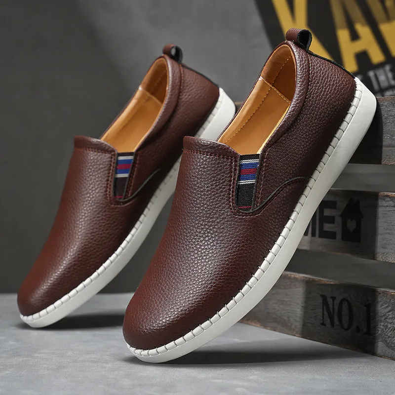 Spring And Autumn Men's Casual Cowhide Flat Sneakers