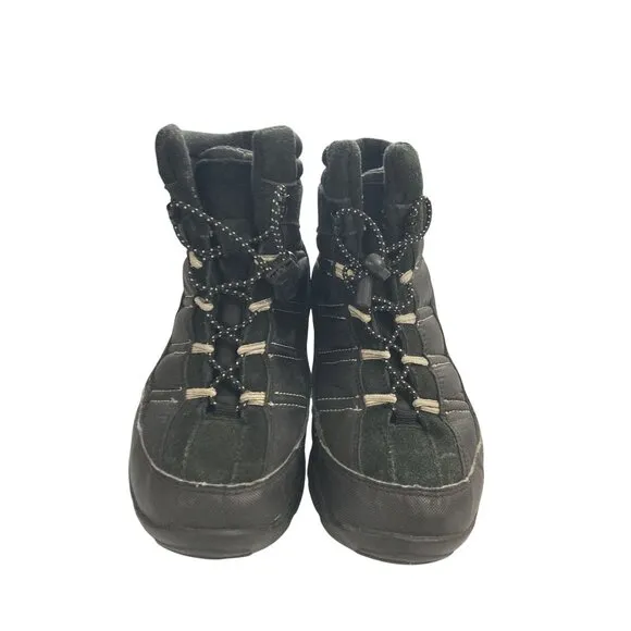 St. Johns Bay Youth Size 6 Black Suede  Nylon Lace-Up Winter Boots shoes