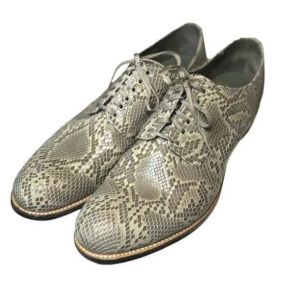 Stacy Adams Mens Snake Print Leather Dress Shoes Gray Size 12 D