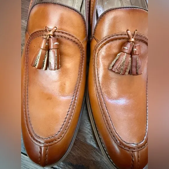 Stacy Adams Moc Toe Slip-On Brown Dress Shoes Oxfords Tassels Men 10 M 25232