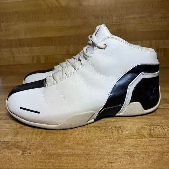 STARBURY Stephon Marbury Mens Size 13 White Leather Blue Stripe Basketball Shoes