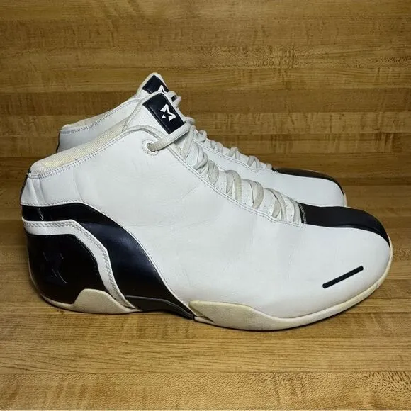 STARBURY Stephon Marbury Mens Size 13 White Leather Blue Stripe Basketball Shoes