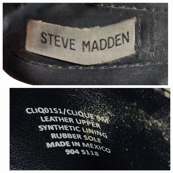 Steve Madden Chunky Platform Sandals 9M Women Clique Black Suede Leather Straps