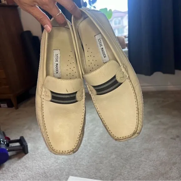 Steve Madden Drifter Ice Leather Moccasin Driving Loafer Shoes