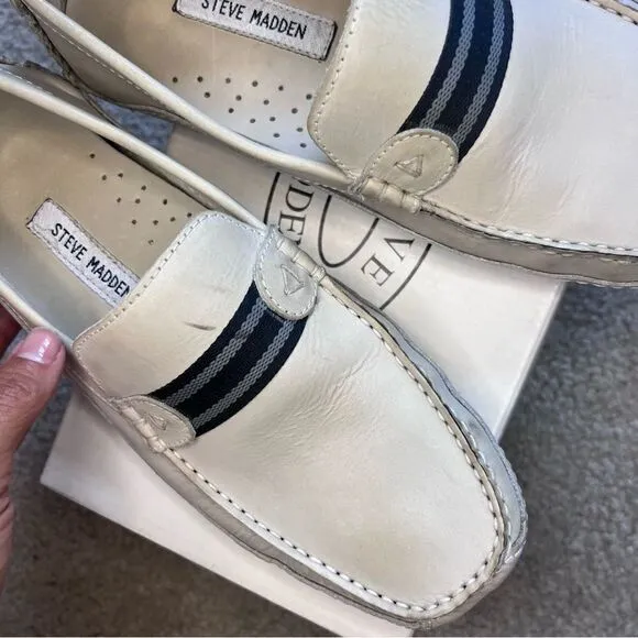 Steve Madden Drifter Ice Leather Moccasin Driving Loafer Shoes
